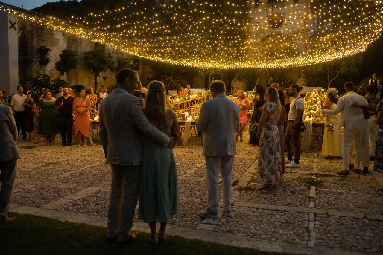 Wedding guests exploring Scopello Tonnara Sicily